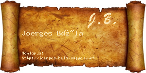 Joerges Béla névjegykártya